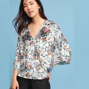 Maeve Umi Silk Velvet Faux Wrap Top from Anthropologie Size M